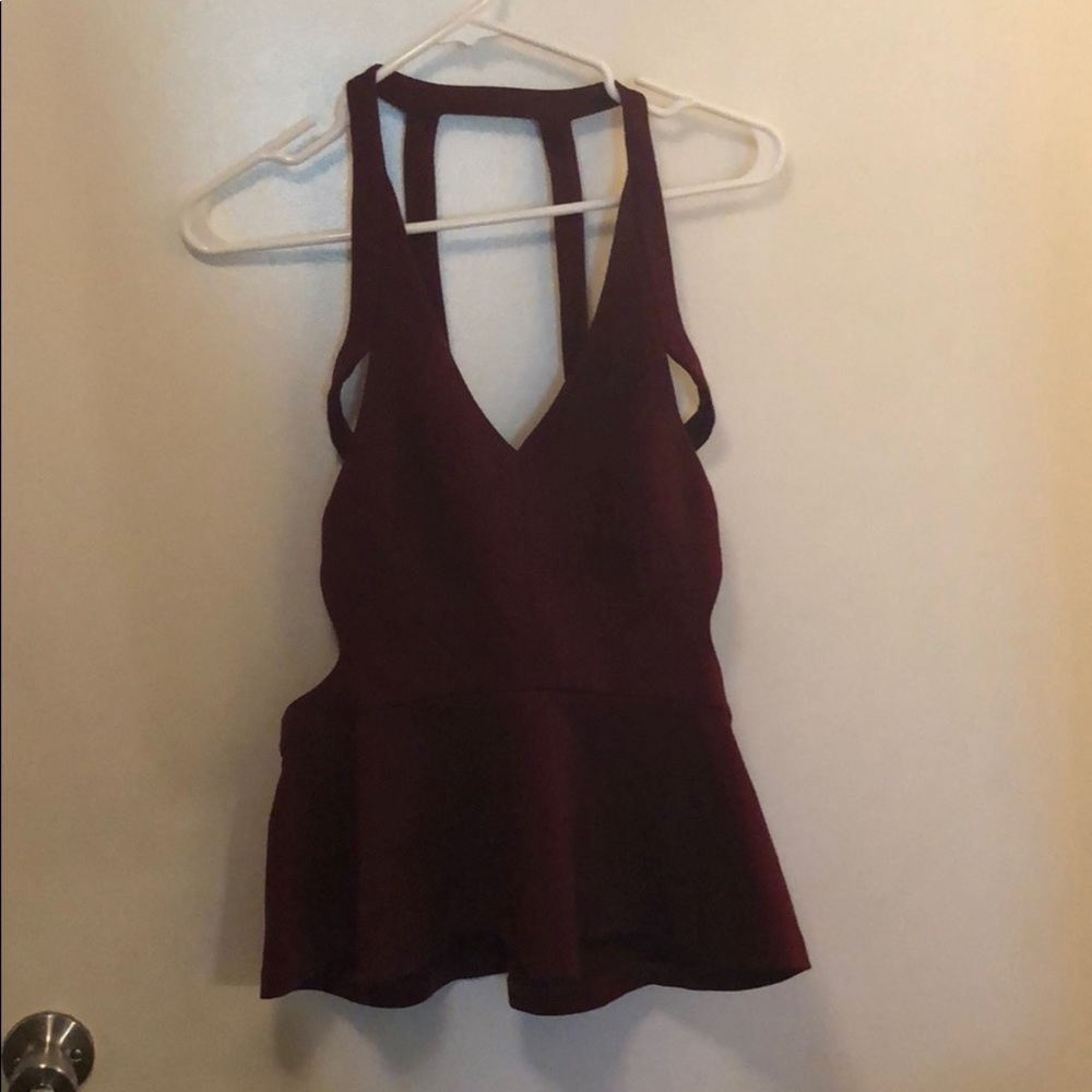 Maroon strappy peplum top